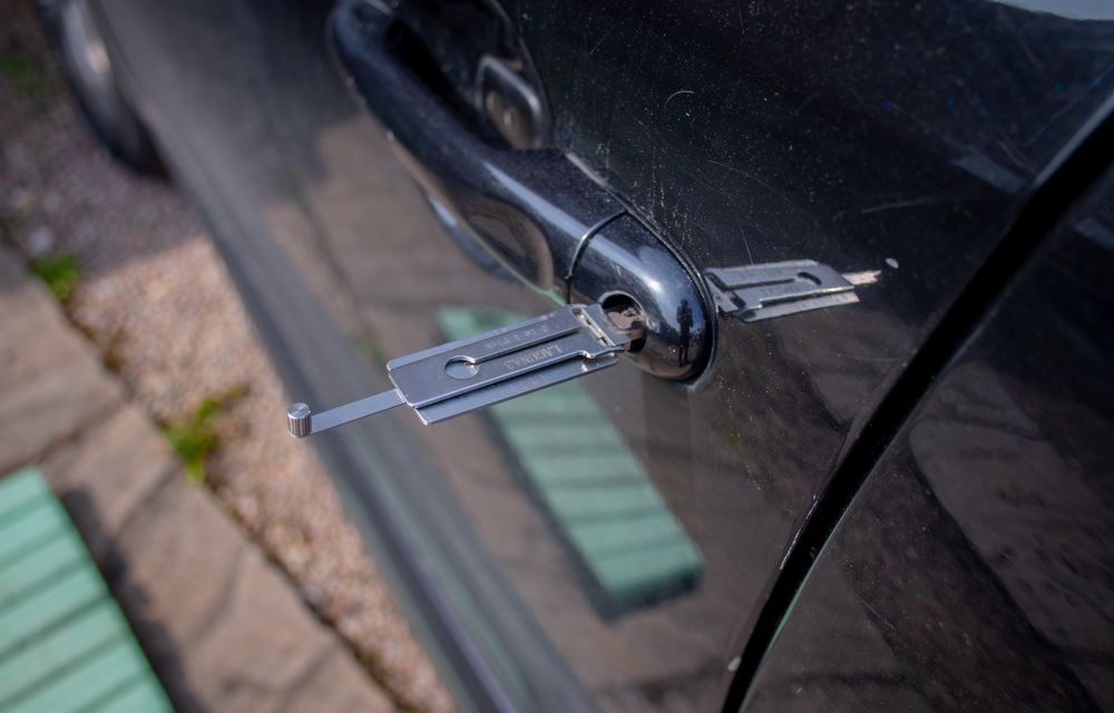Car door lock being opened