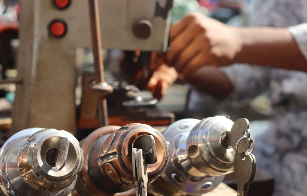 Locksmith cutting keys